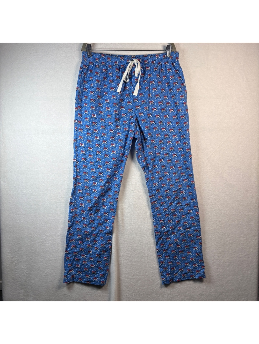 Vineyard Vines Hockey Whale Pajama Lounge Pants Mens M Blue Cotton Drawstring